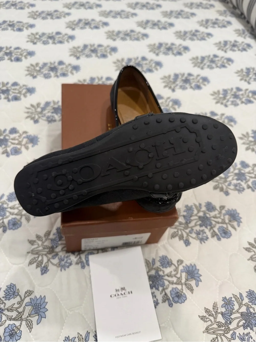 Coach Black Signature Canvas Loafers with Silver Plaque